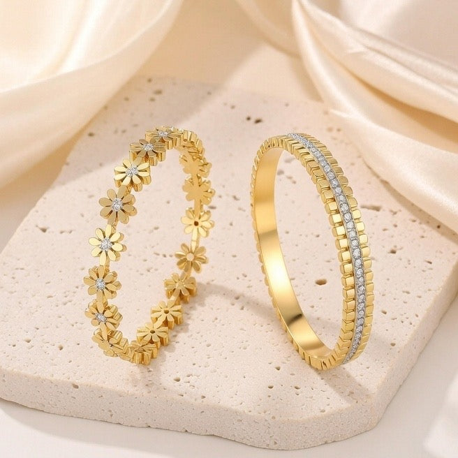 Golden Bloom Bracelet Set – Gold | Bianca's Touch
