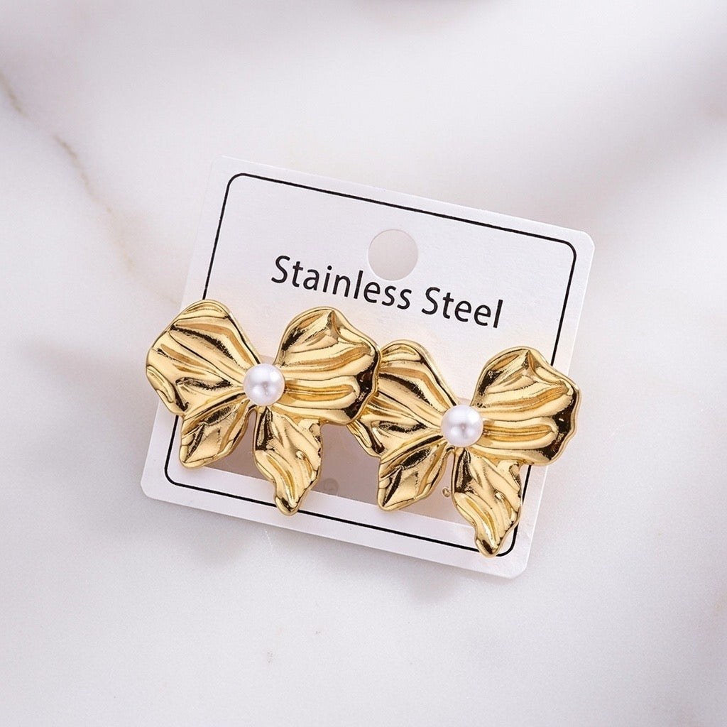 Golden Bow Earrings – Gold | Bianca's Touch