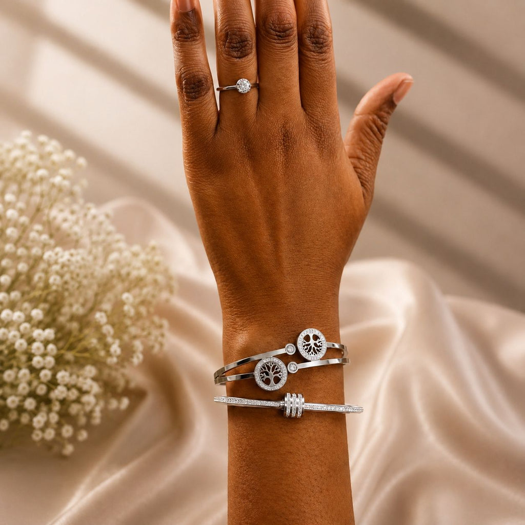 Silvery Roots Bracelet Set – Silver| Bianca's Touch