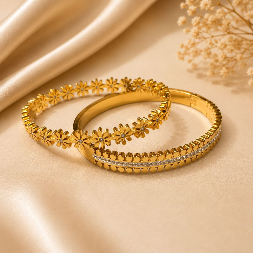 Golden Bloom Bracelet Set – Gold | Bianca's Touch